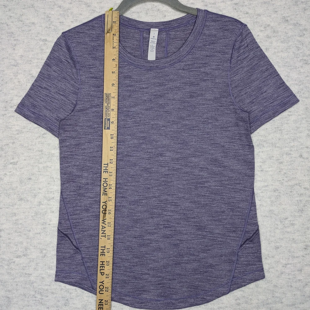 Lululemon Women's Long Distance Short Sleeve Tee Heathered Lilac Sz 2 - Picture 7 of 10